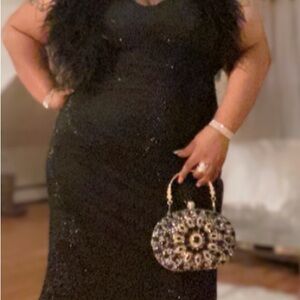 Stunning Black Sequin Evening Gown